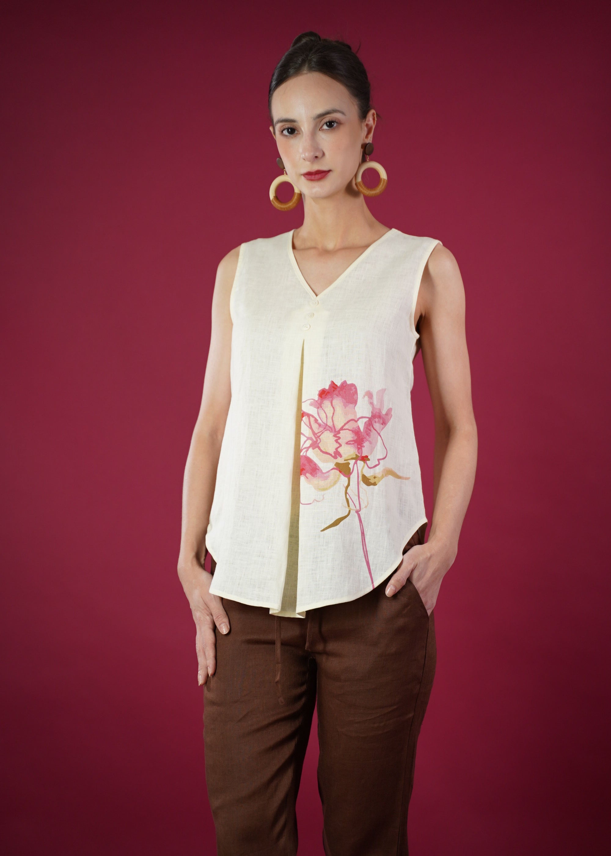 KATE SLEEVELESS  PRINTED TOP