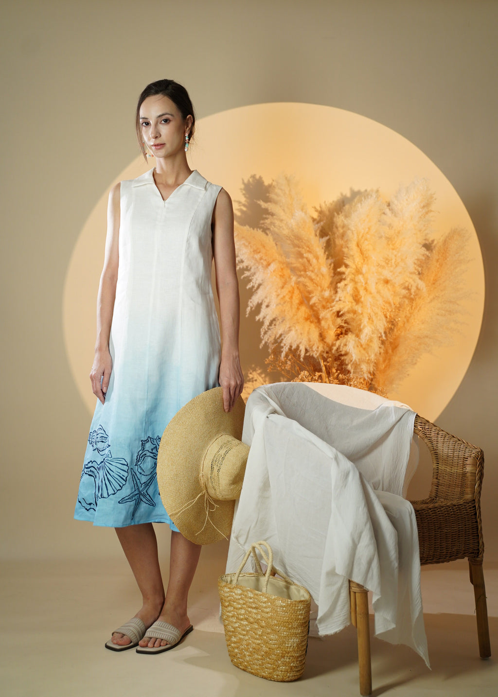 PRINCESS CUT SLEEVELESS MIDI DRESS