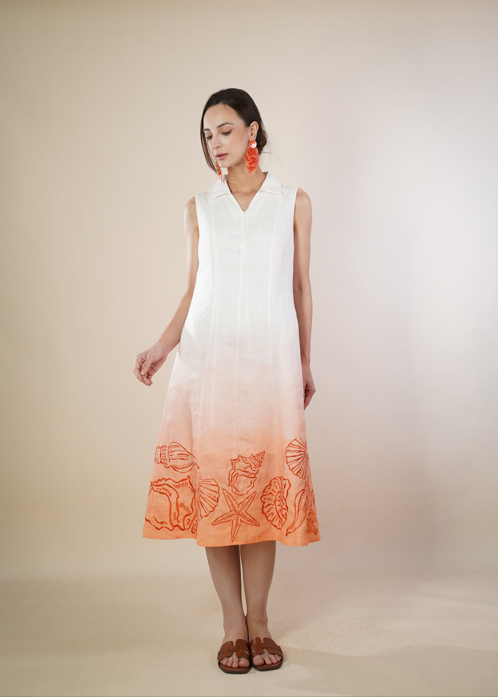 PRINCESS CUT SLEEVELESS MIDI DRESS