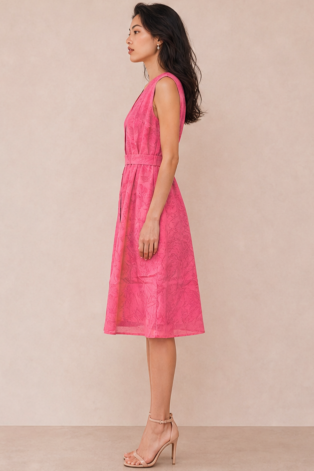 FLORAL SLEEVELESS MIDI DRESS