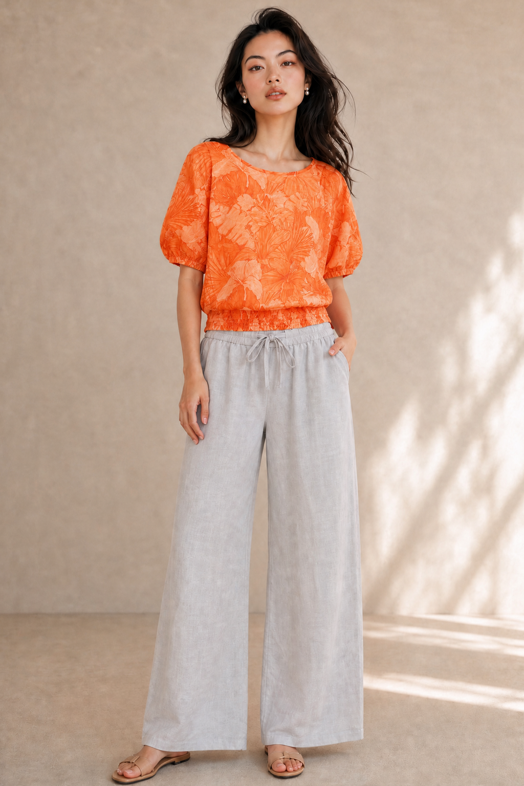 FLORAL QUARTER SLEEVE TOP