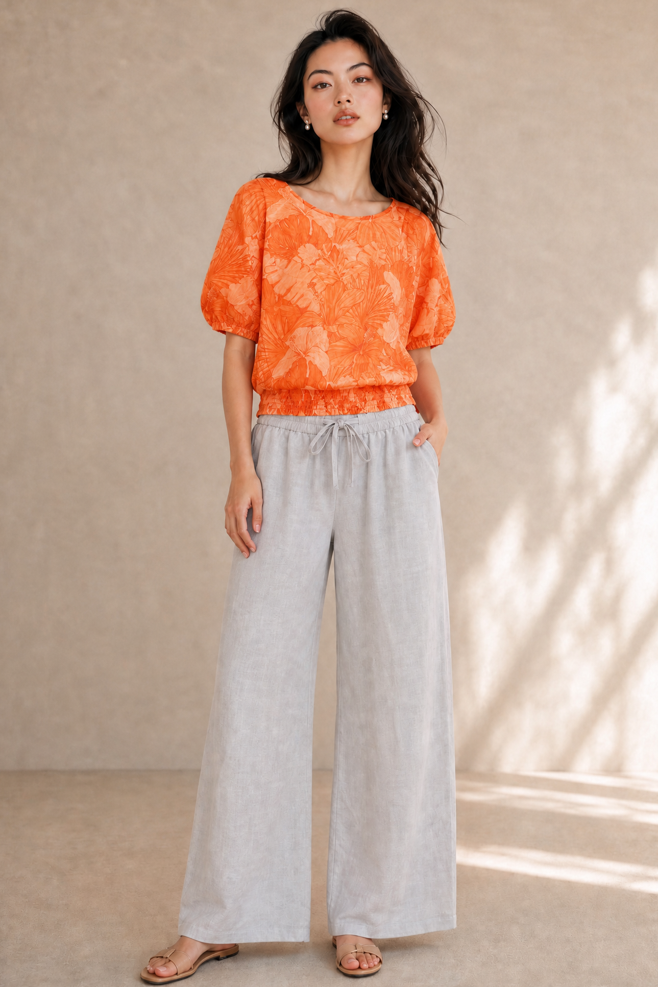 FLORAL QUARTER SLEEVE TOP