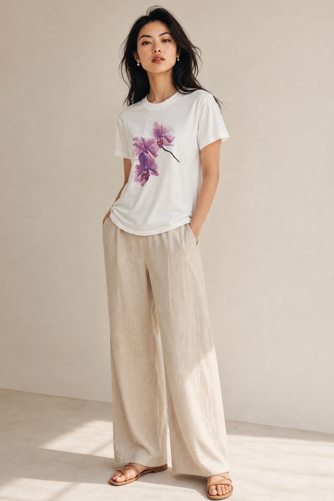 ORCHID PRINTED T-SHIRT