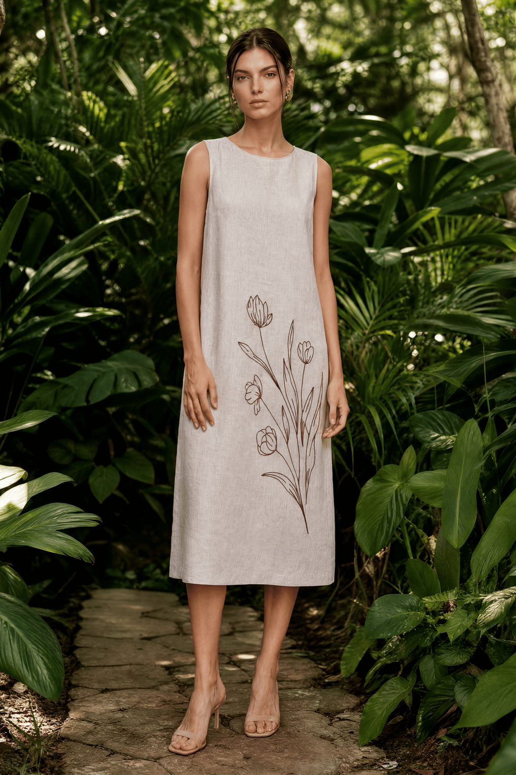 VENICE EMBROIDERED MIDI DRESS