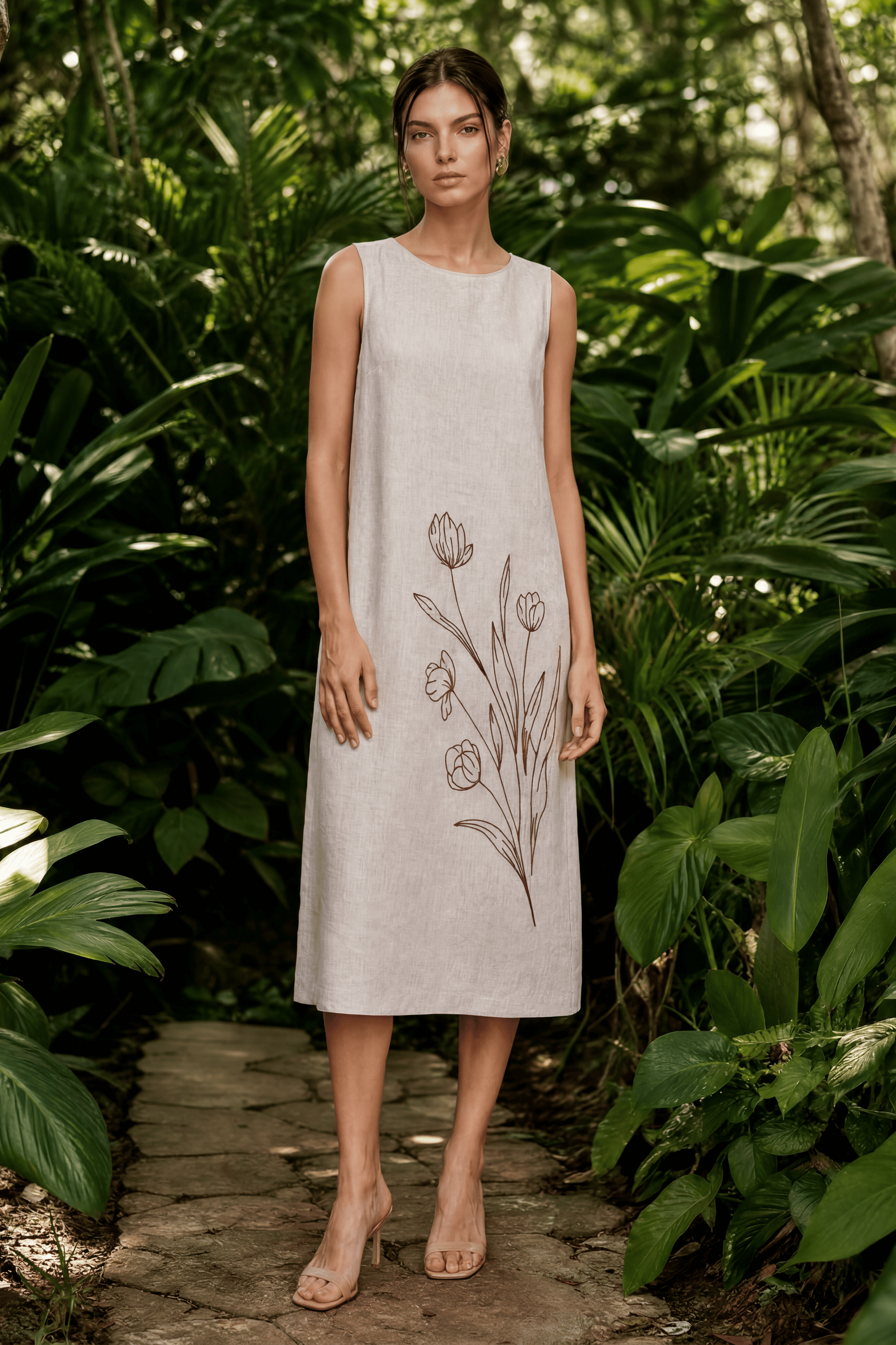 VENICE EMBROIDERED MIDI DRESS