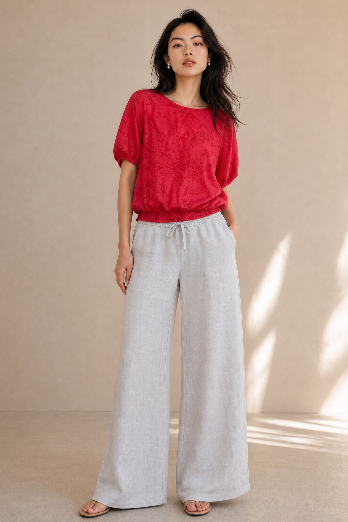 FLORAL QUARTER SLEEVE TOP