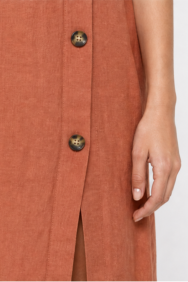 GREET SIDE BUTTON MIDI DRESS