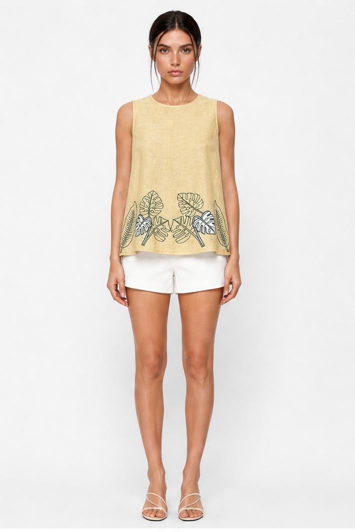 JEMMIELEE SLEEVELESS EMBROIDERY TOP