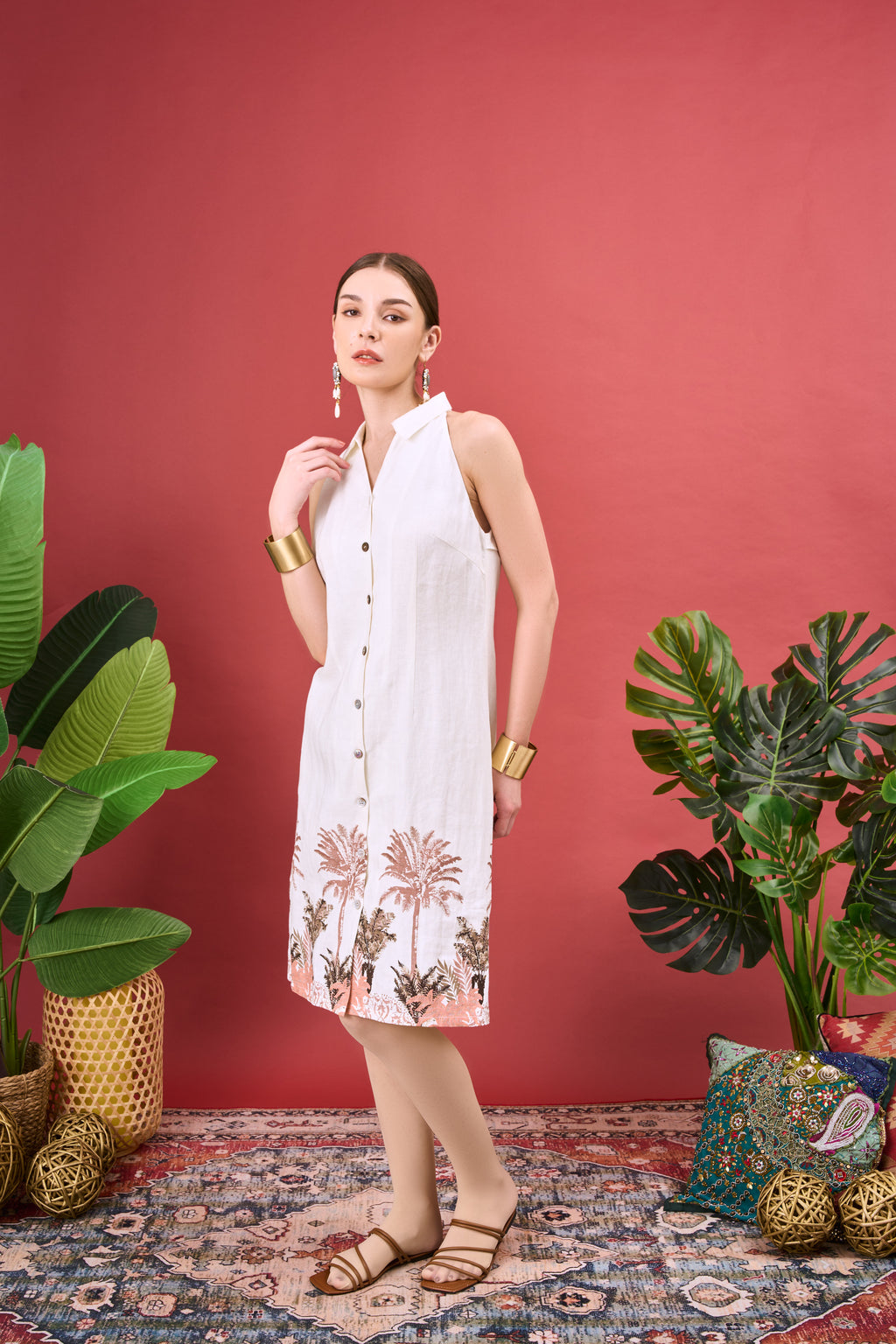 KINDRA PRINTED COLLARED DRESS