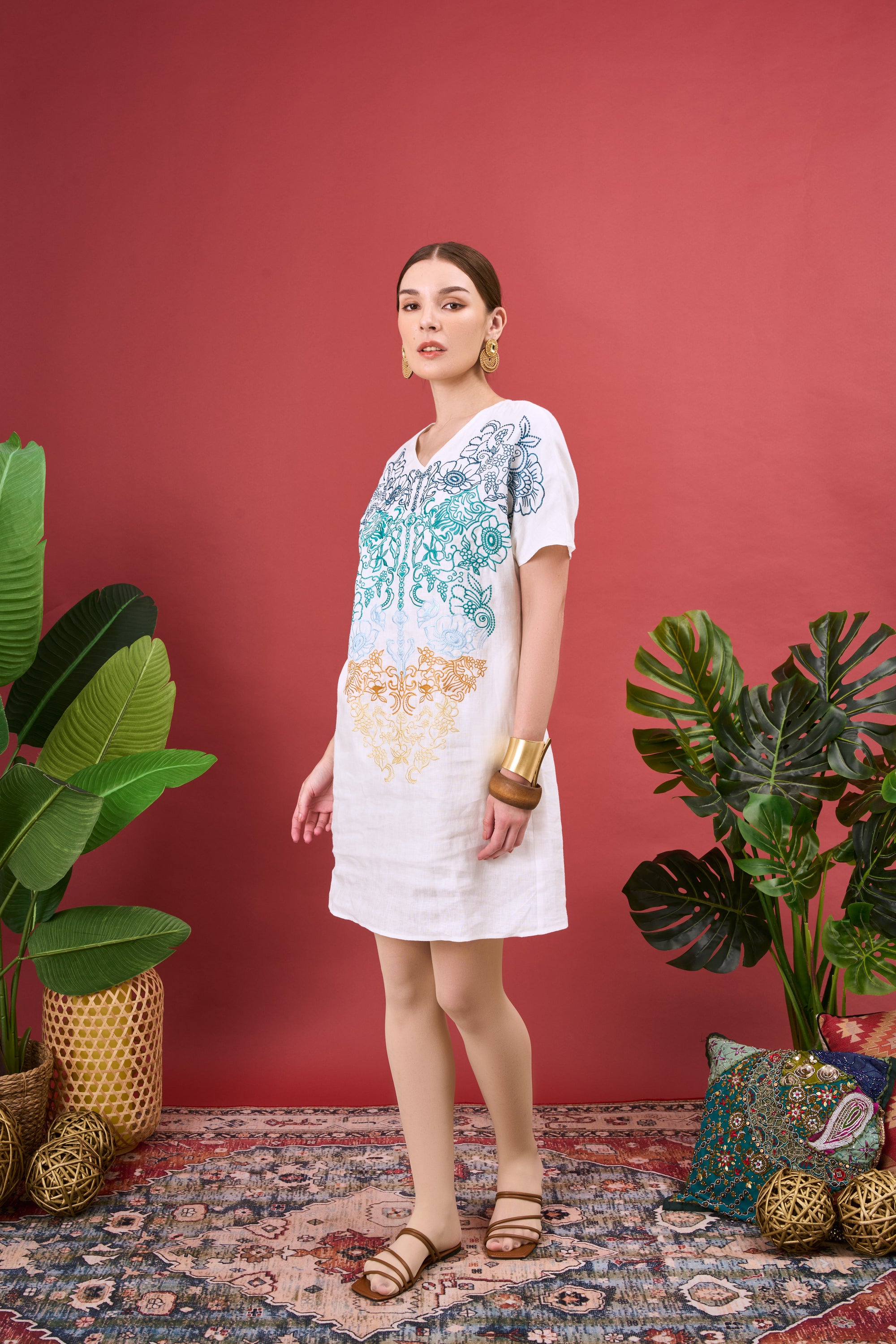 PAISY RAINBOW EMBROIDERY DRESS