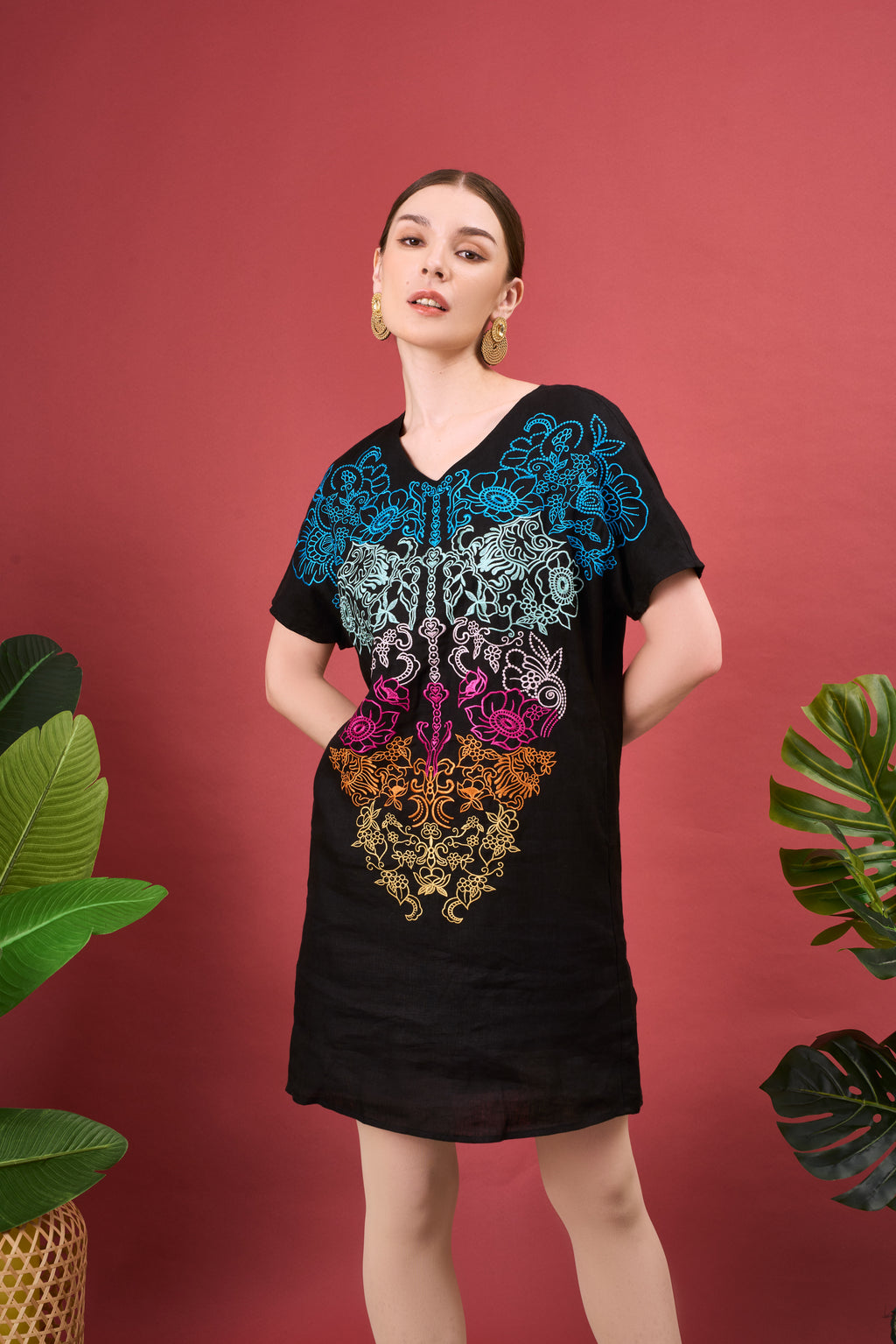 PAISY RAINBOW EMBROIDERY DRESS