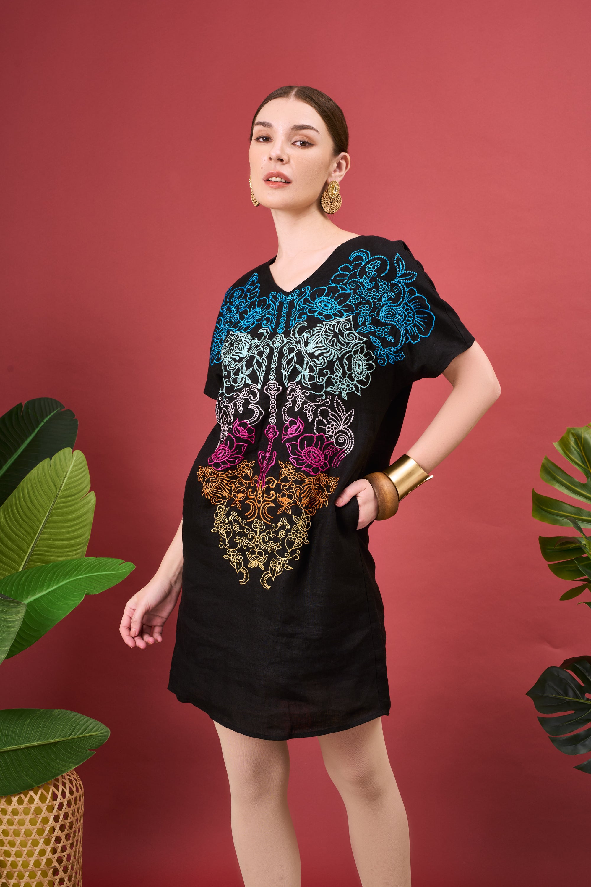 PAISY RAINBOW EMBROIDERY DRESS