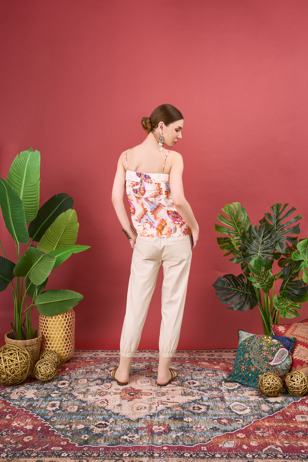 OURA PLEATED SPAGHETTI TOP