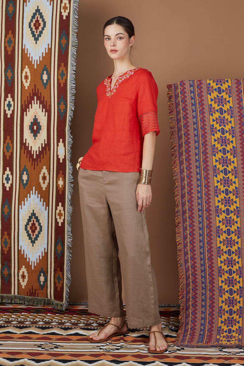SHIGA ORIENTAL FLORAL BLOUSE