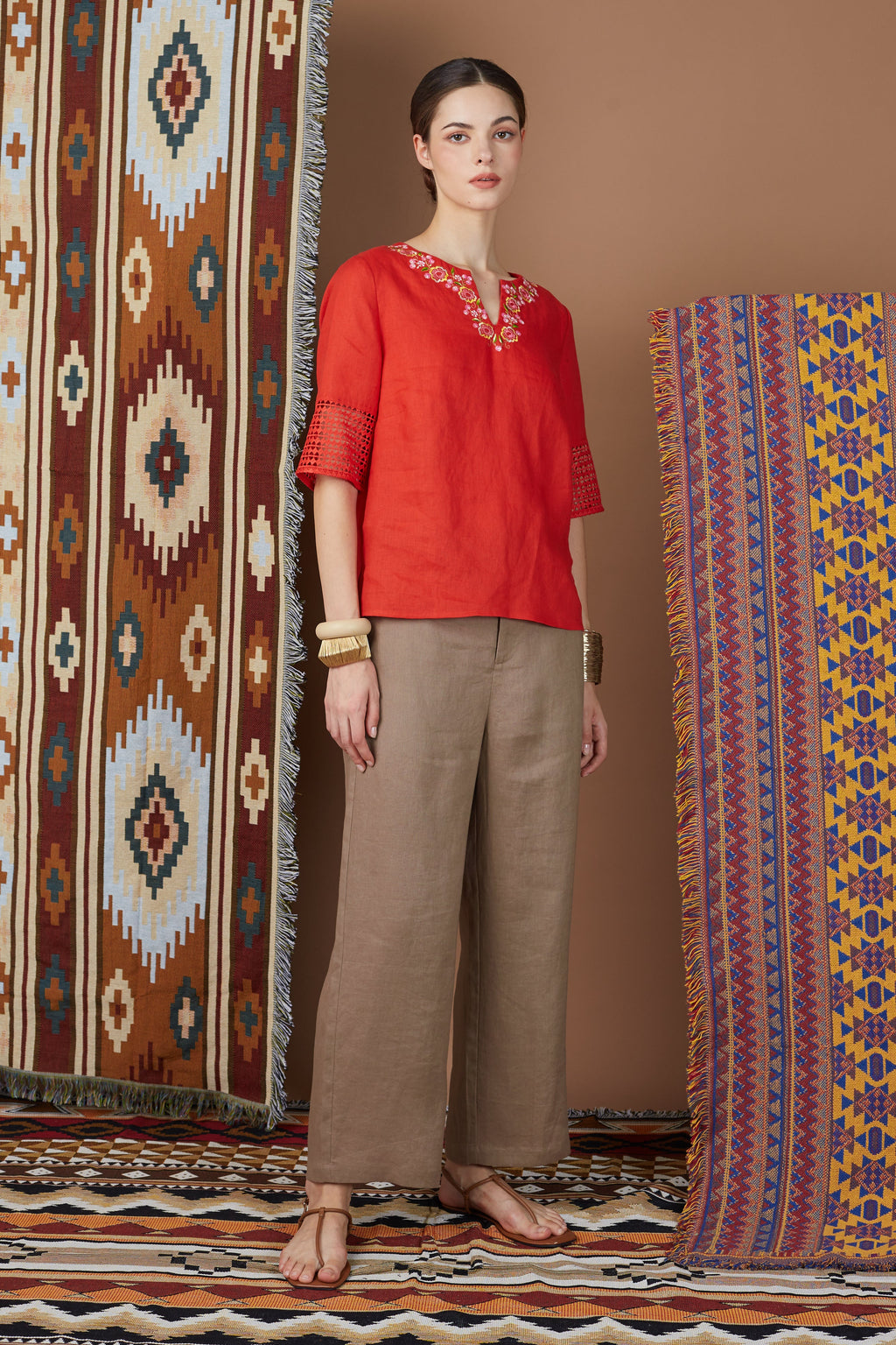 SHIGA ORIENTAL FLORAL BLOUSE
