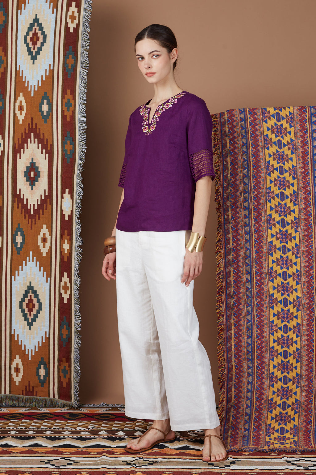 SHIGA ORIENTAL FLORAL BLOUSE