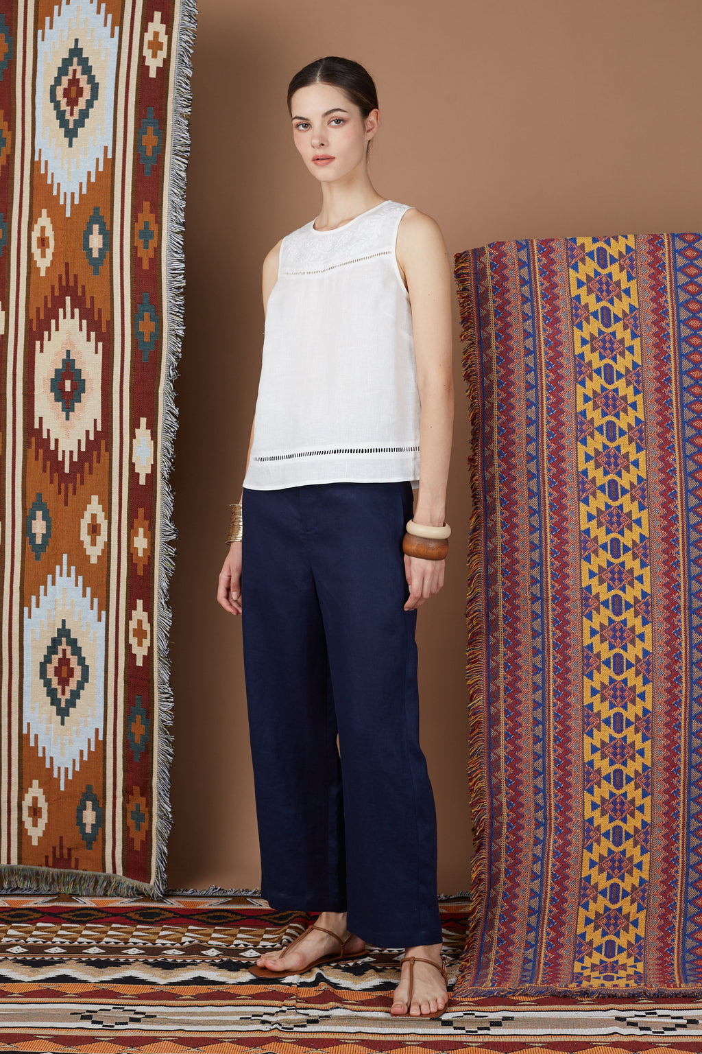 PLEATED WAISTBAND FLARED PANTS