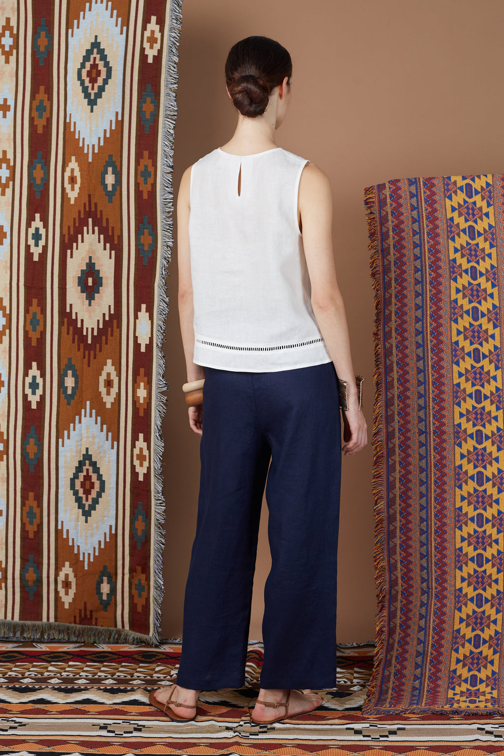 PLEATED WAISTBAND FLARED PANTS