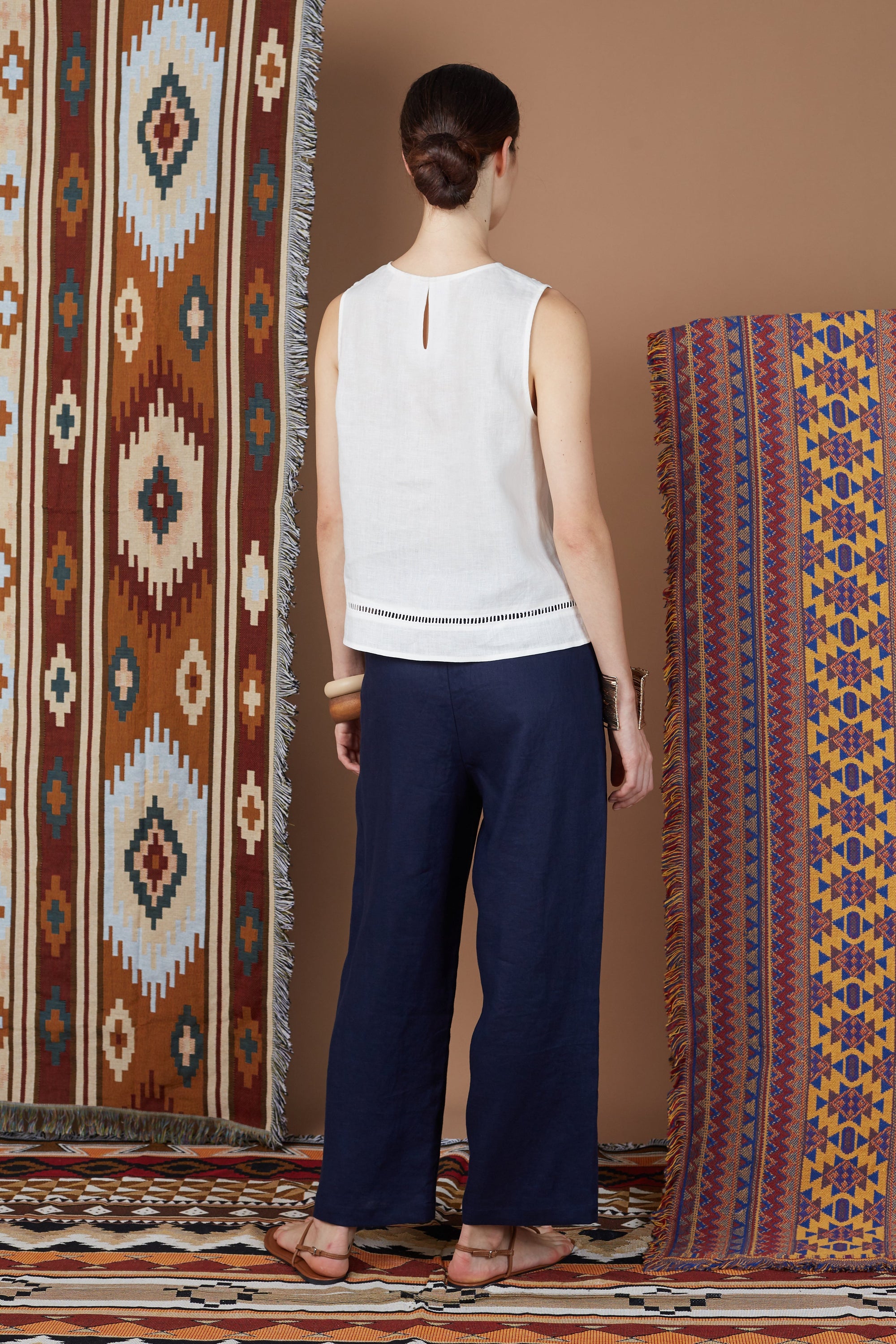PLEATED WAISTBAND FLARED PANTS