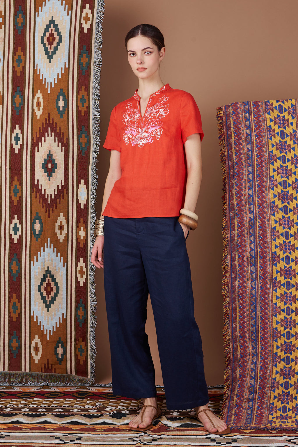 Linen Embroidery Top