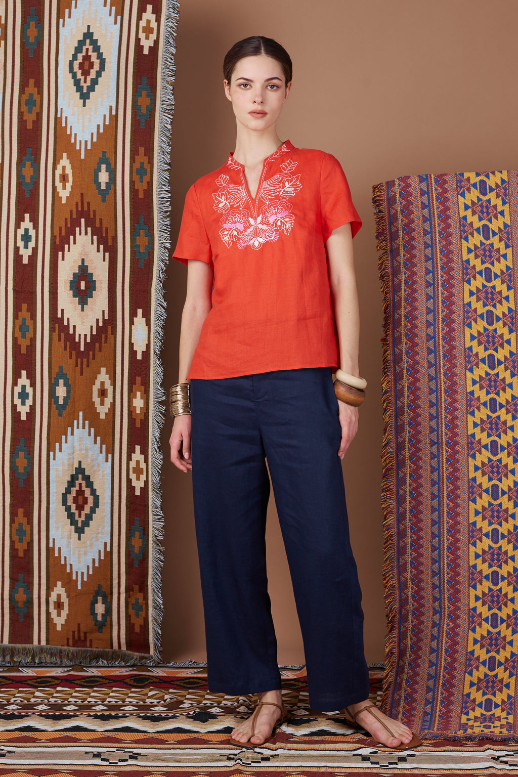 Linen Embroidery Top