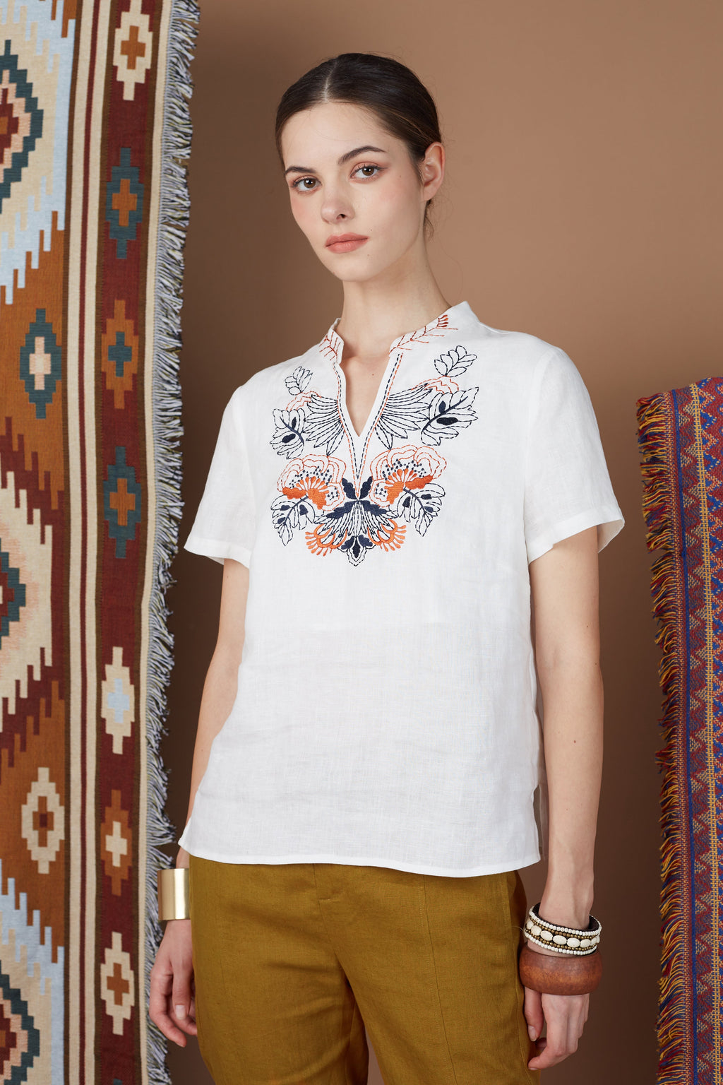 Linen Embroidery Top