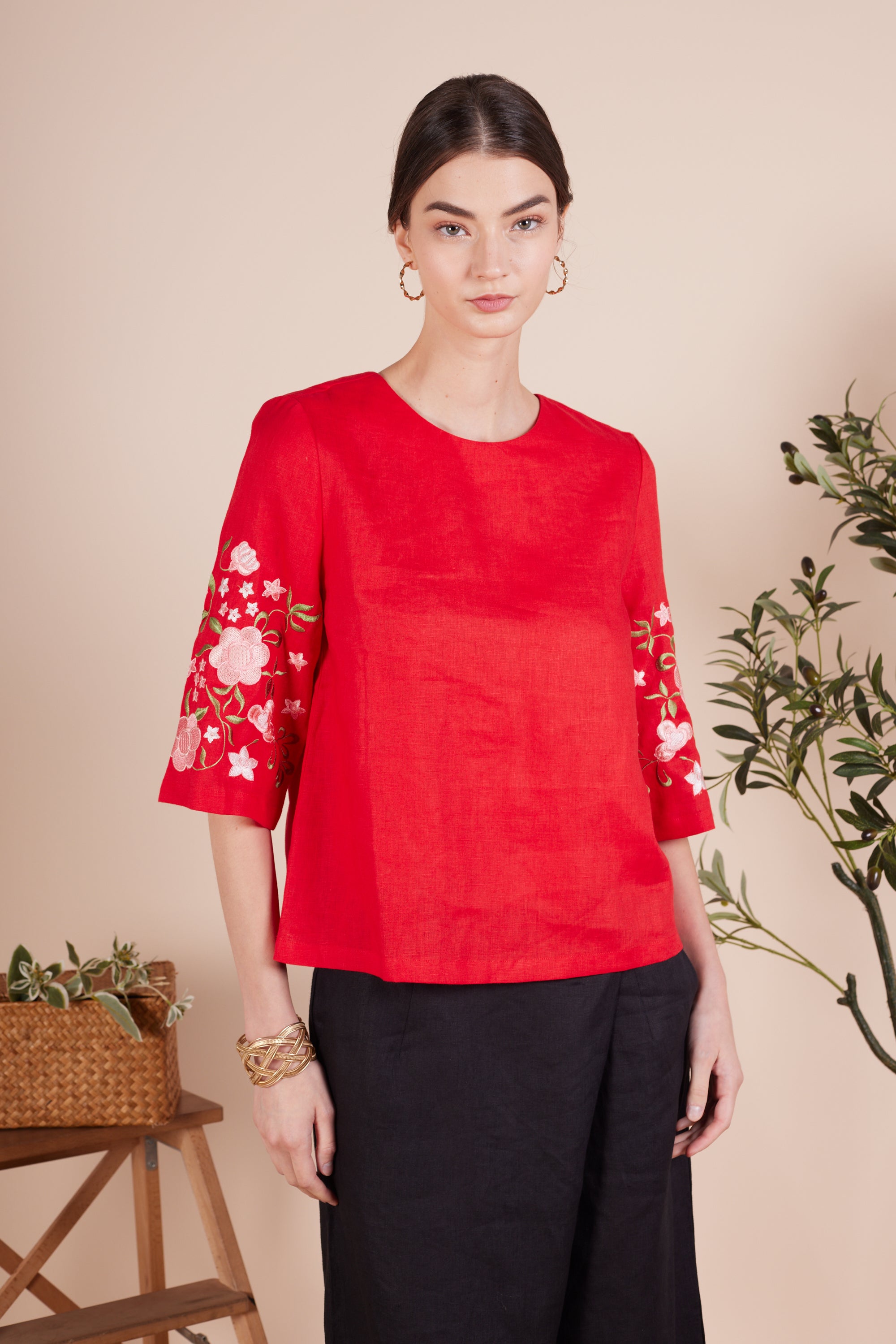 Layla Embroidery Flower Blouse
