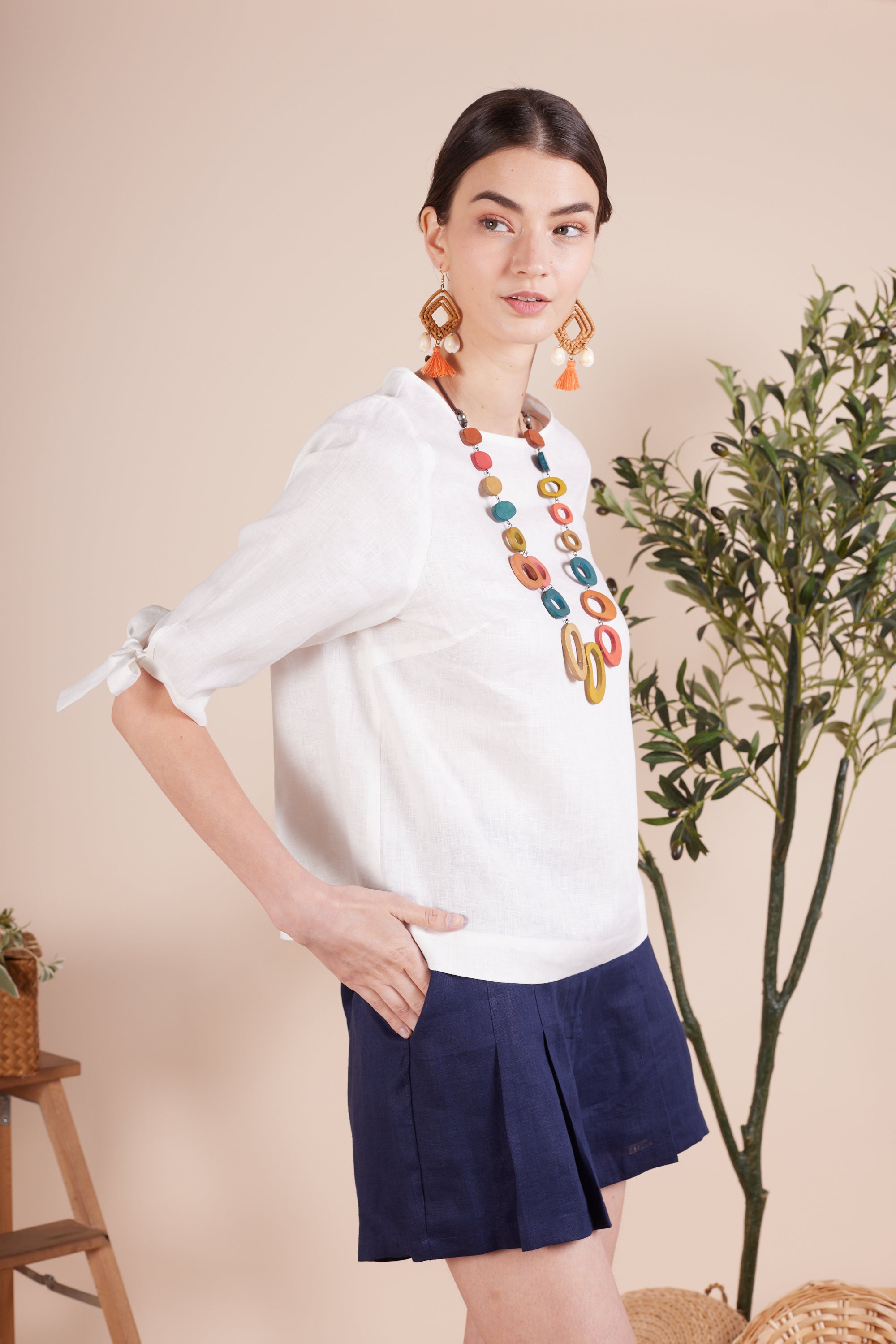 Aurora Linen 3/4 Blouse