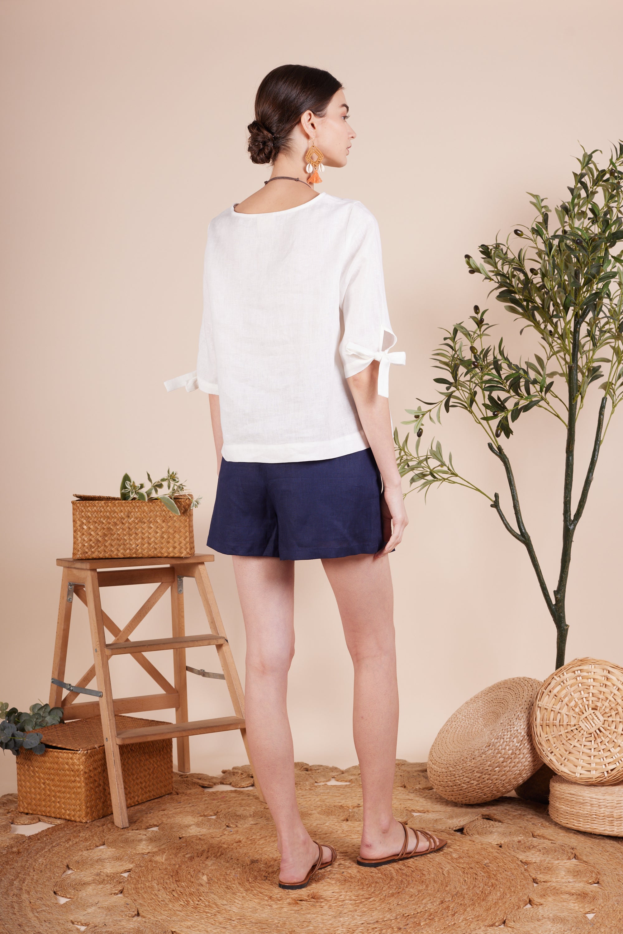 Aurora Linen 3/4 Blouse