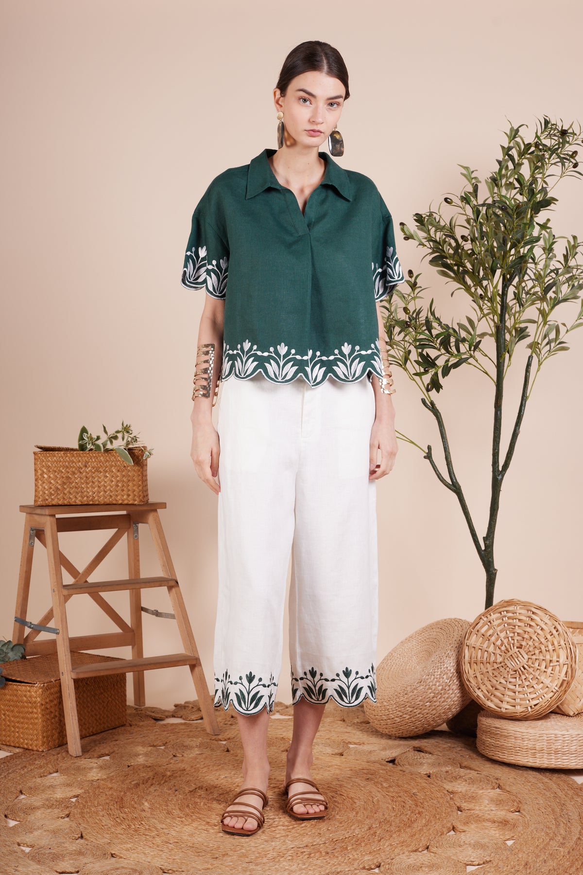 Cecilia Embroidery Flower Blouse