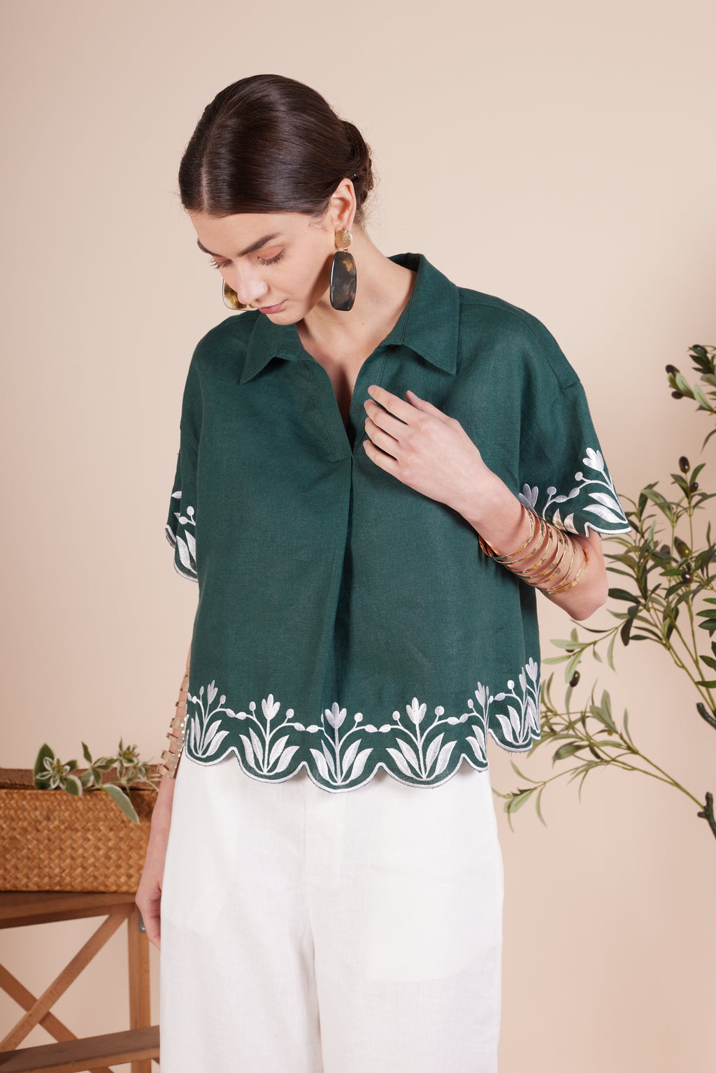 Cecilia Embroidery Flower Blouse