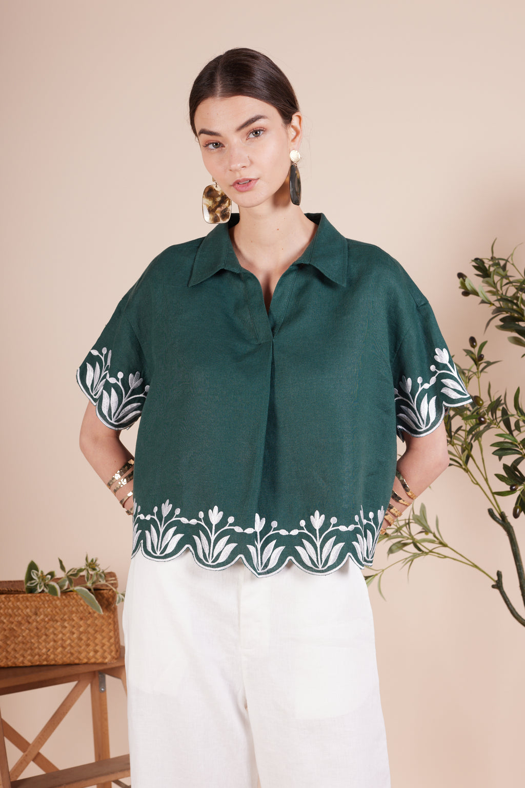 Cecilia Embroidery Flower Blouse