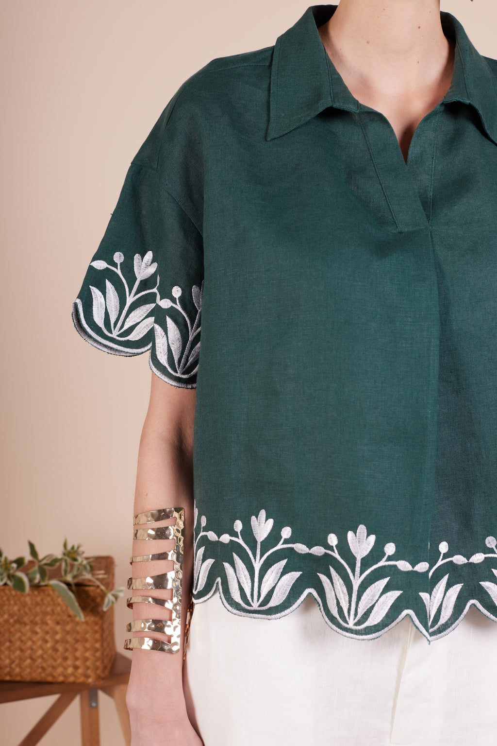 Cecilia Embroidery Flower Blouse