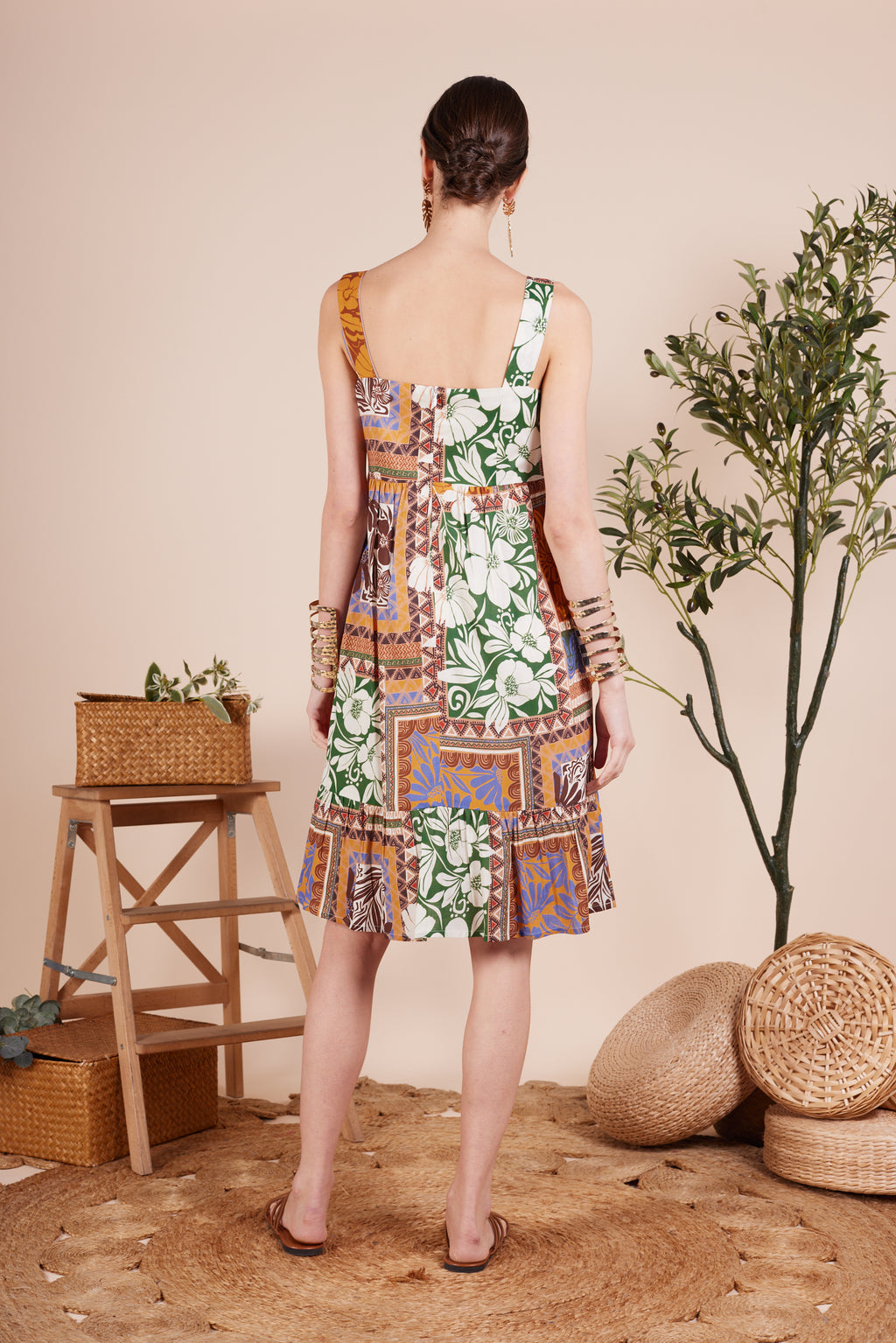 MIKAYLA FLORAL SQUARE NECKLINE PRINTED DRESS