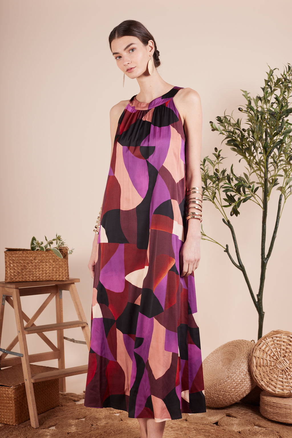 Sunniva Halterneck Printed Dress