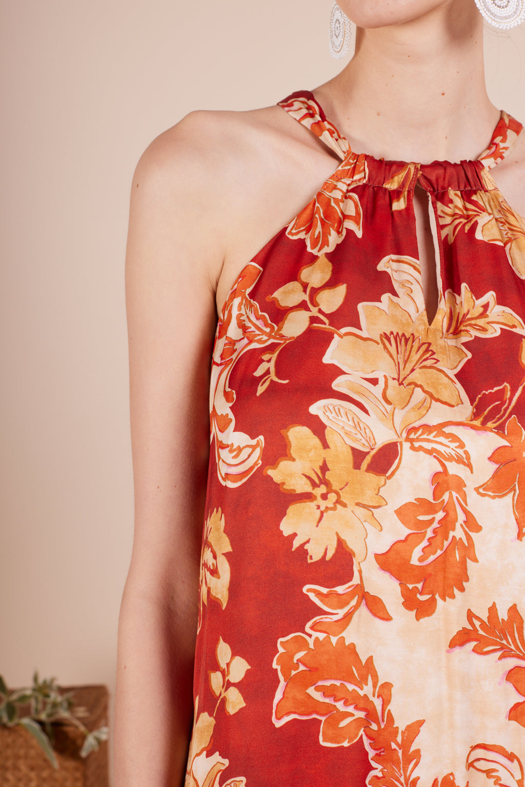 Myra Floral Printed Halterneck Dress