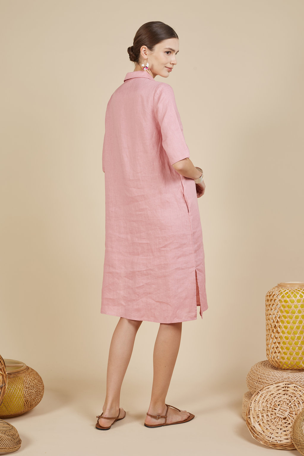 Pink Beaded Midi Dress