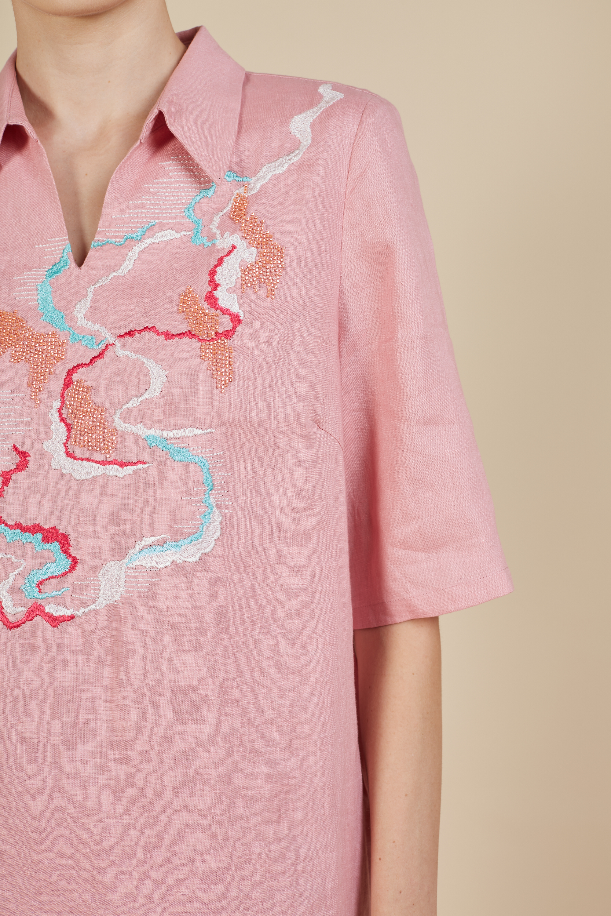 Pink Beaded Midi Dress