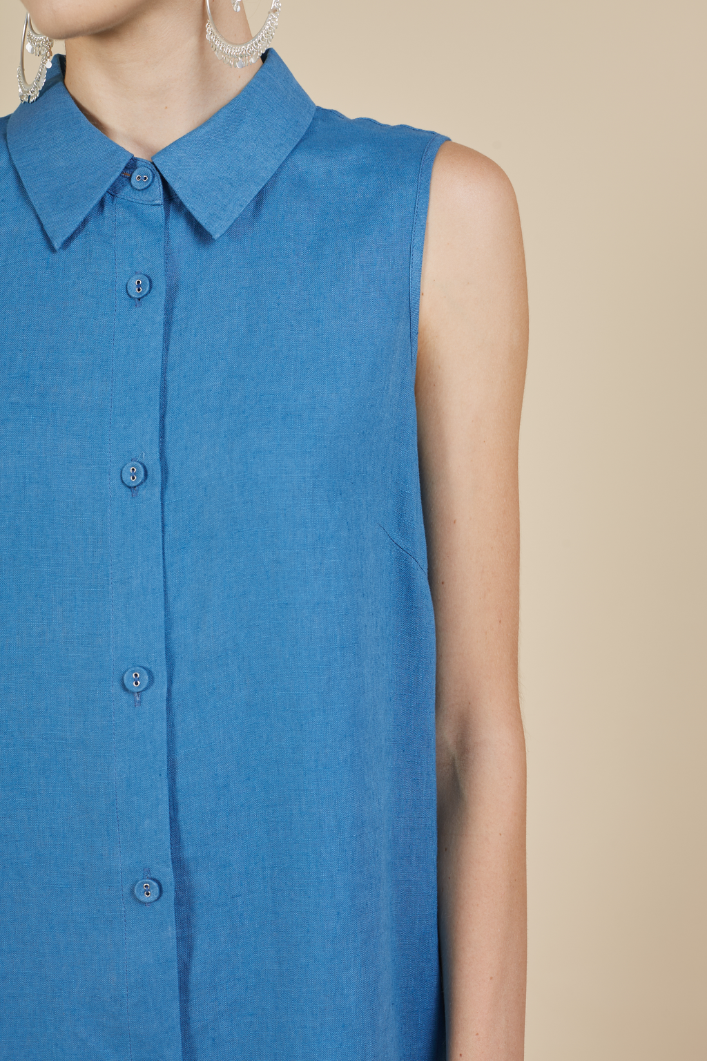 Blue Linen Shirt Dress