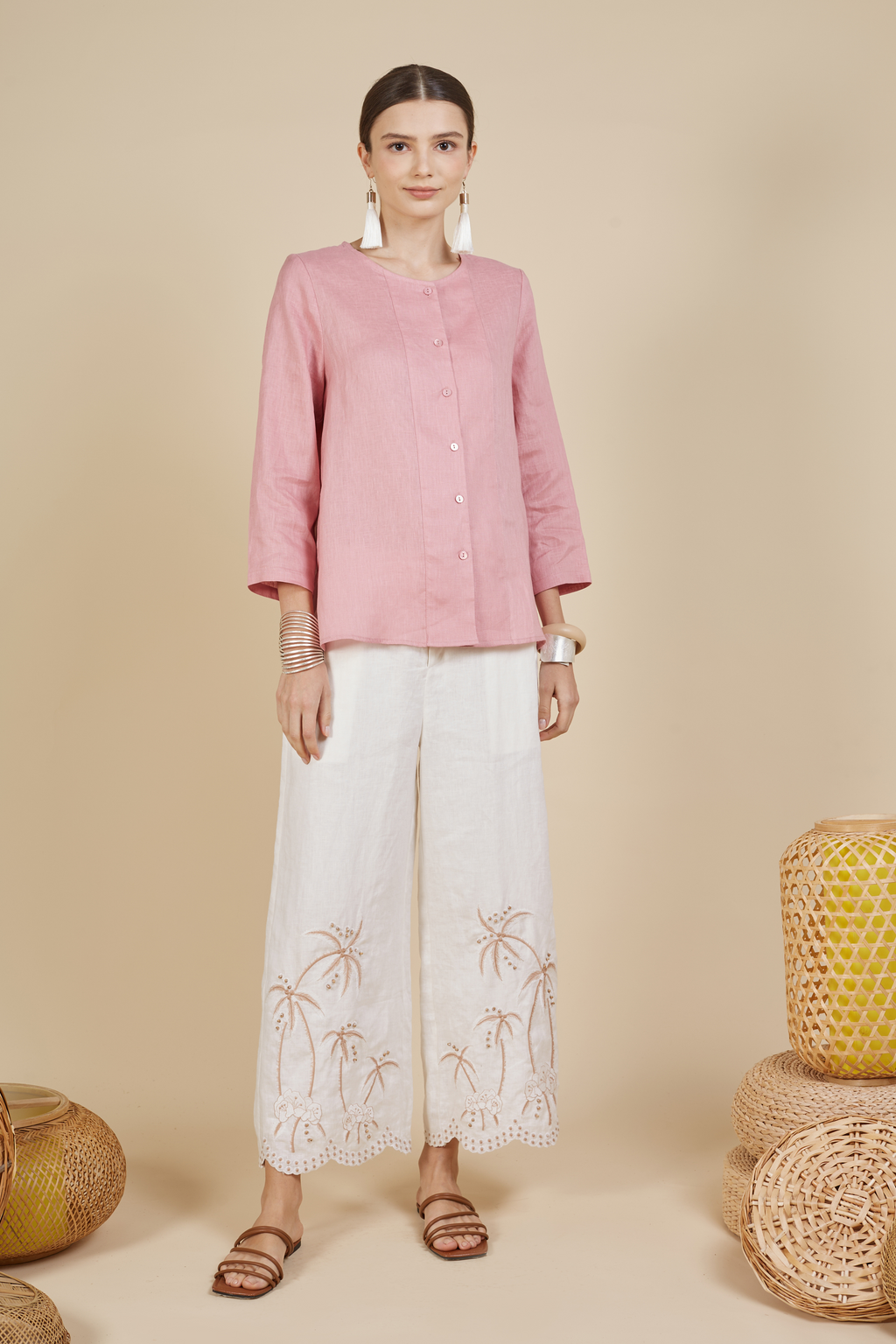 BUTTON UP LINEN BLOUSE