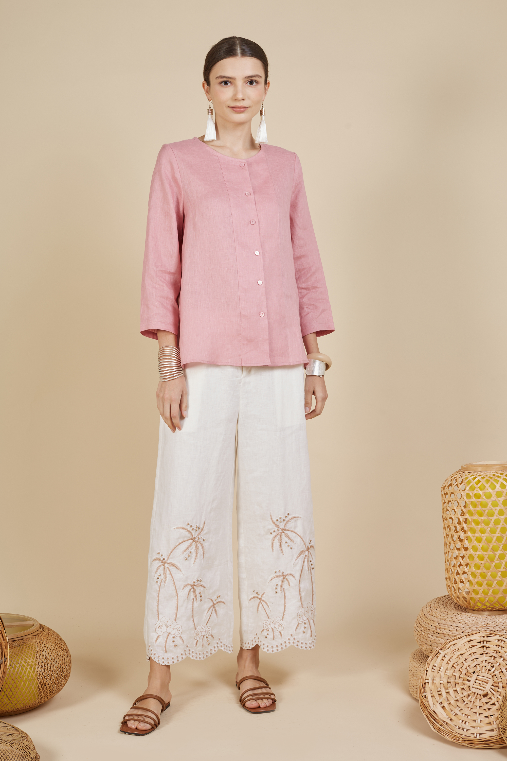 BUTTON UP LINEN BLOUSE