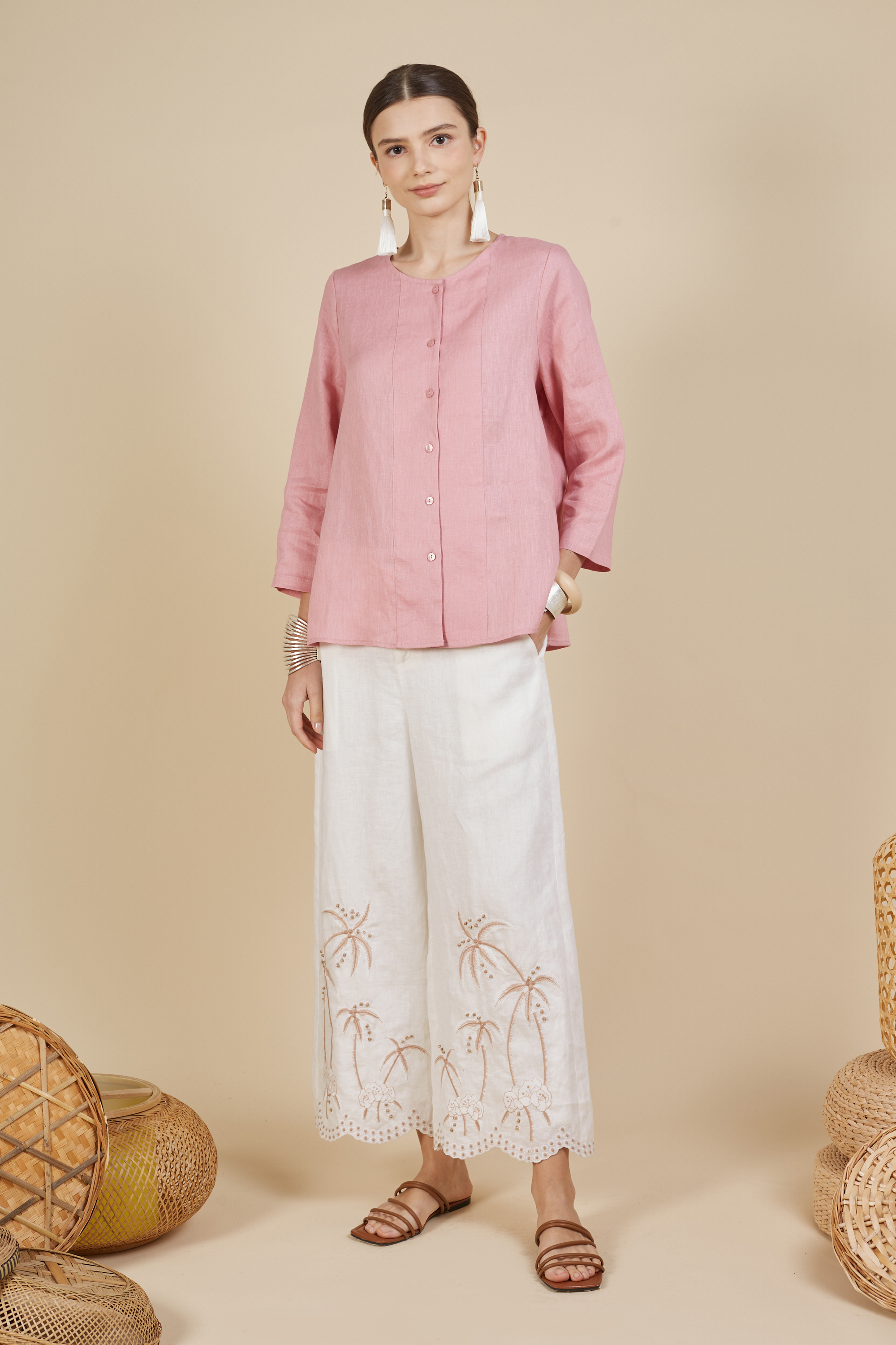 BUTTON UP LINEN BLOUSE