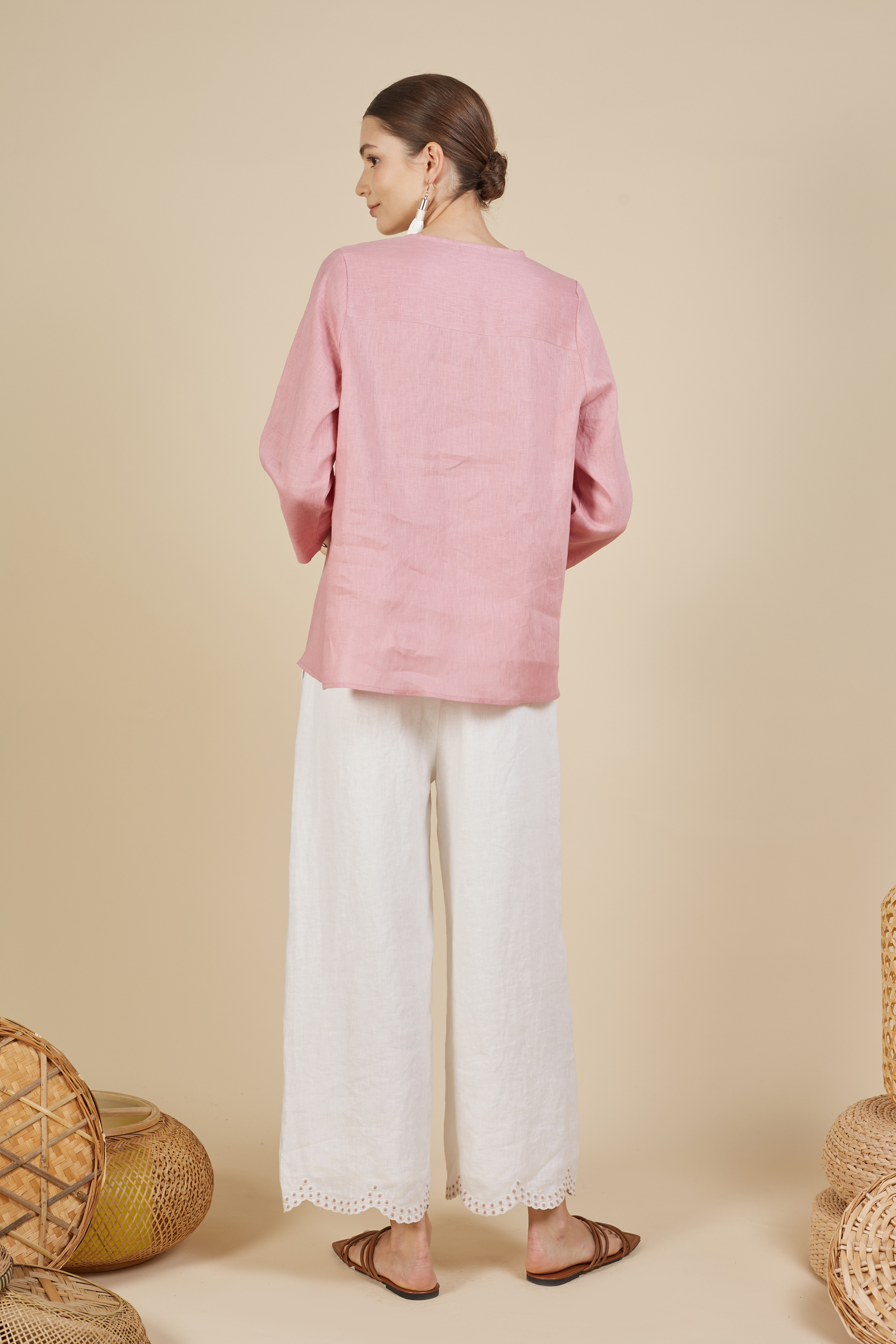 BUTTON UP LINEN BLOUSE