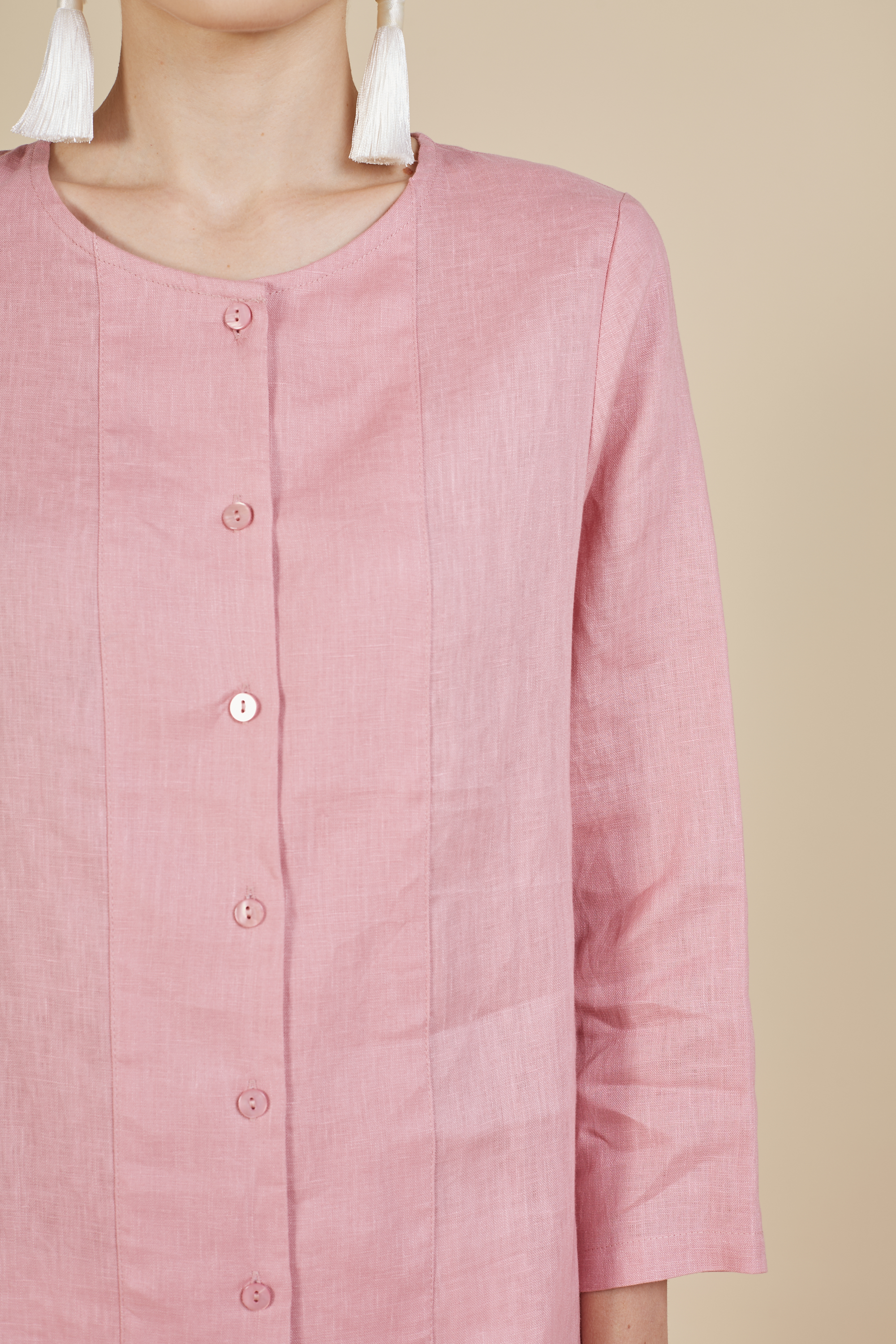 BUTTON UP LINEN BLOUSE