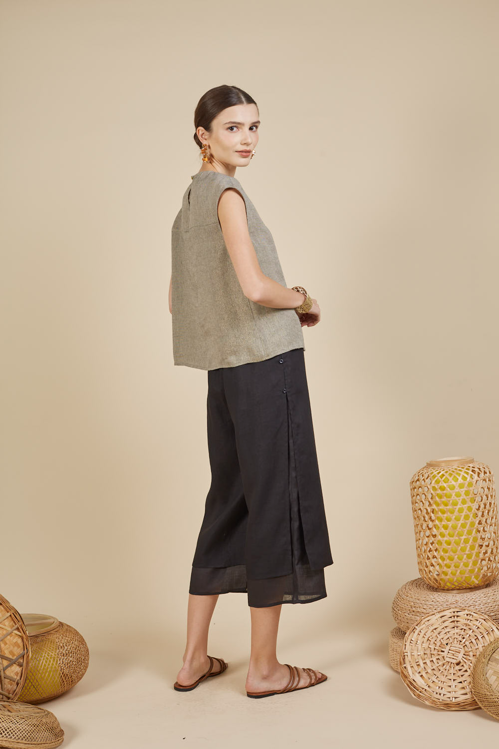 LOLA SHIMMER CAP SLEEVE TOP