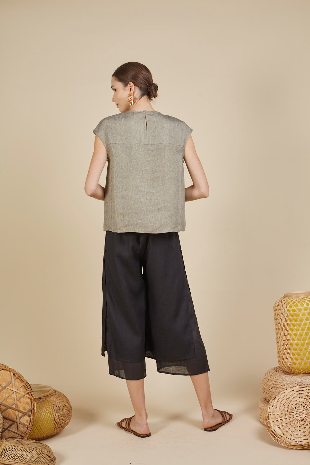 LOLA SHIMMER CAP SLEEVE TOP