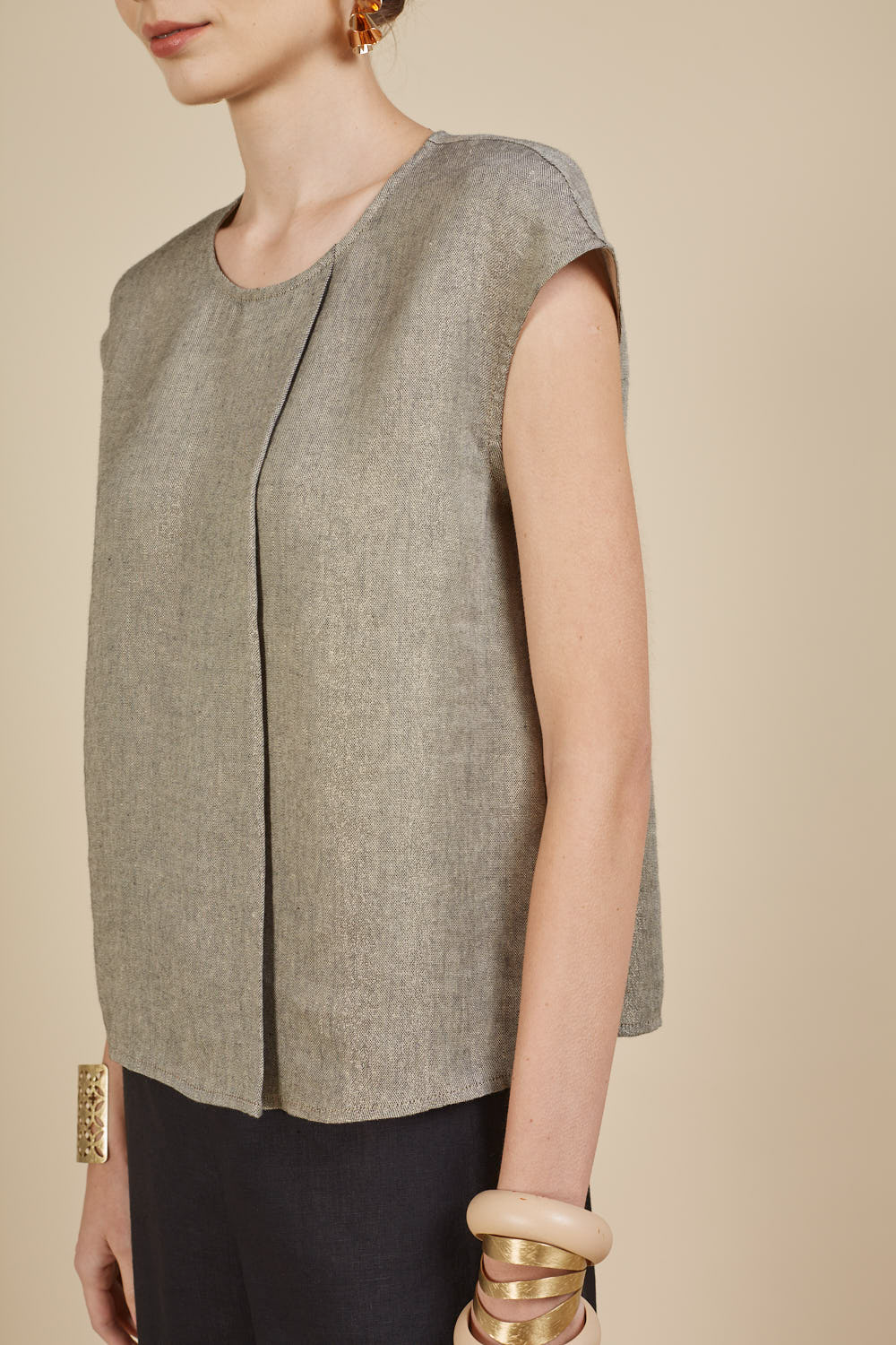 LOLA SHIMMER CAP SLEEVE TOP