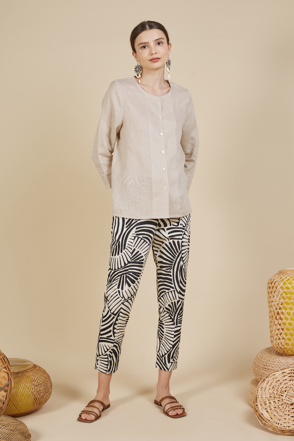 SHINA BUTTON UP LINEN BLOUSE