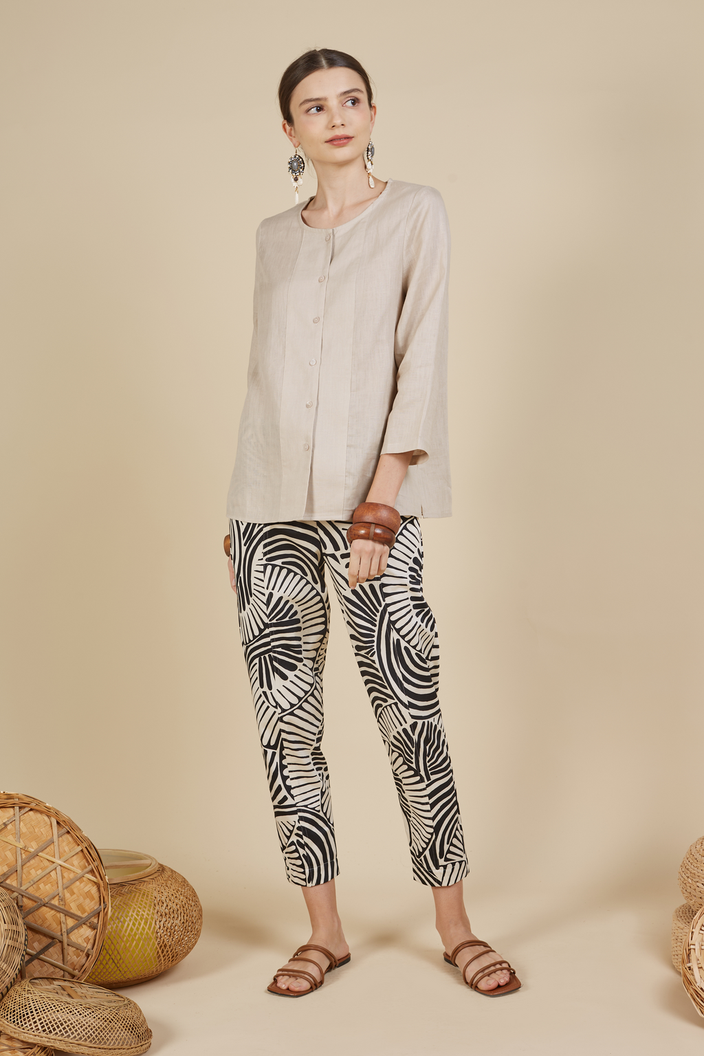 SHINA BUTTON UP LINEN BLOUSE