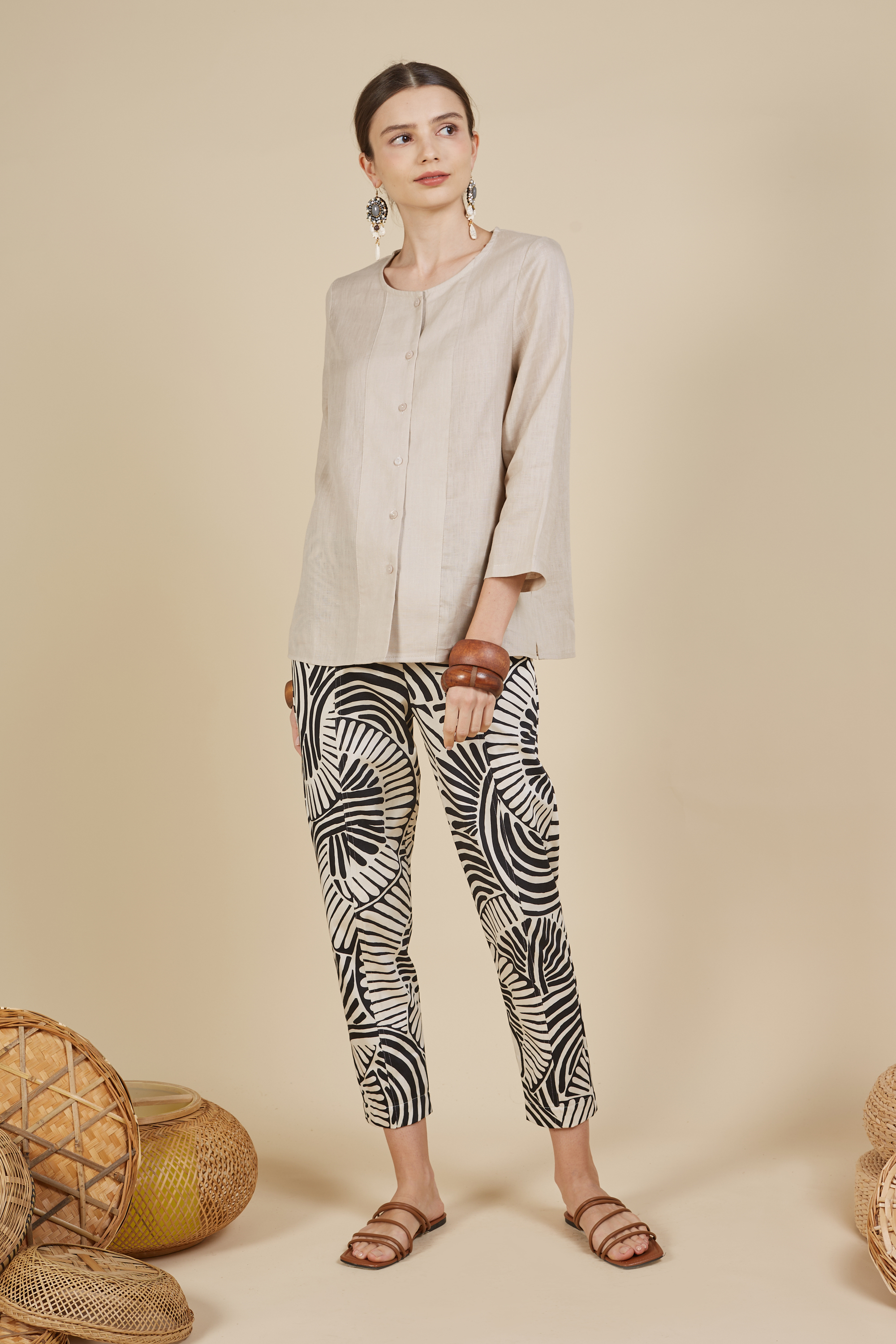 SHINA BUTTON UP LINEN BLOUSE